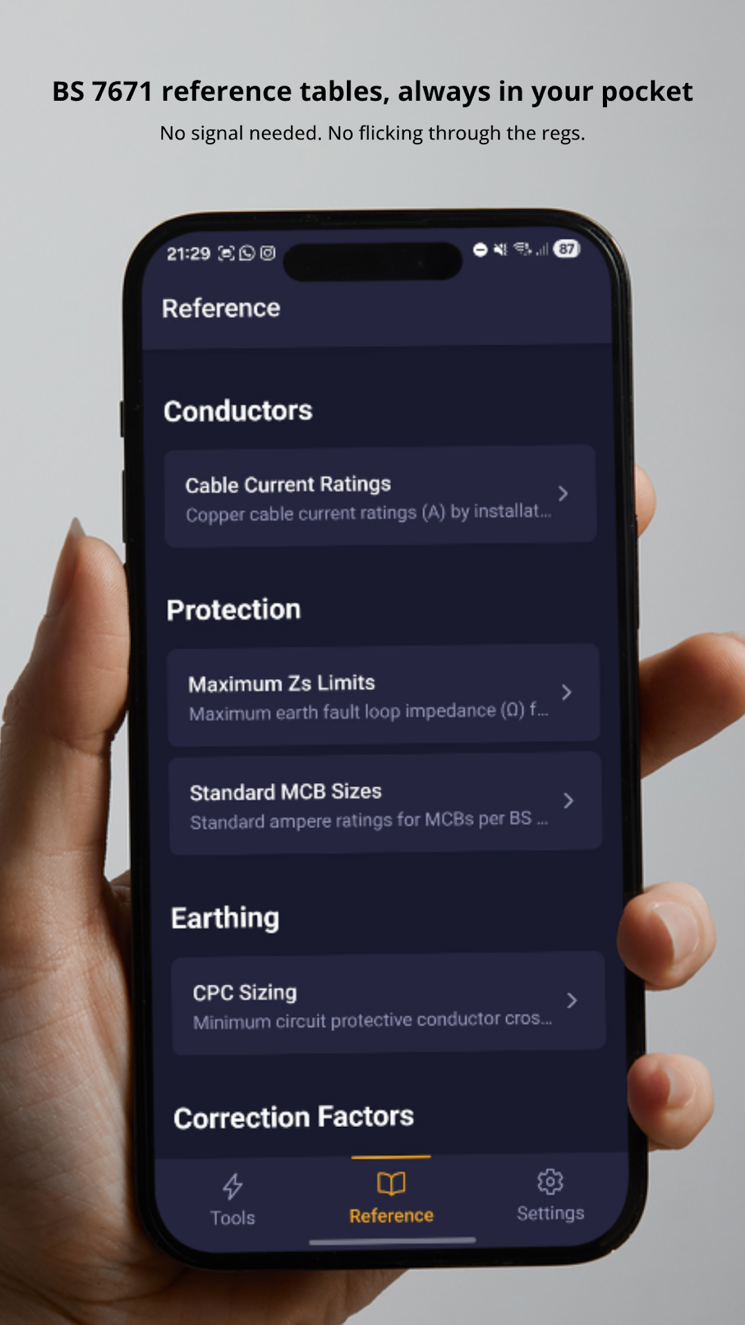 Voltix app - Standards selector